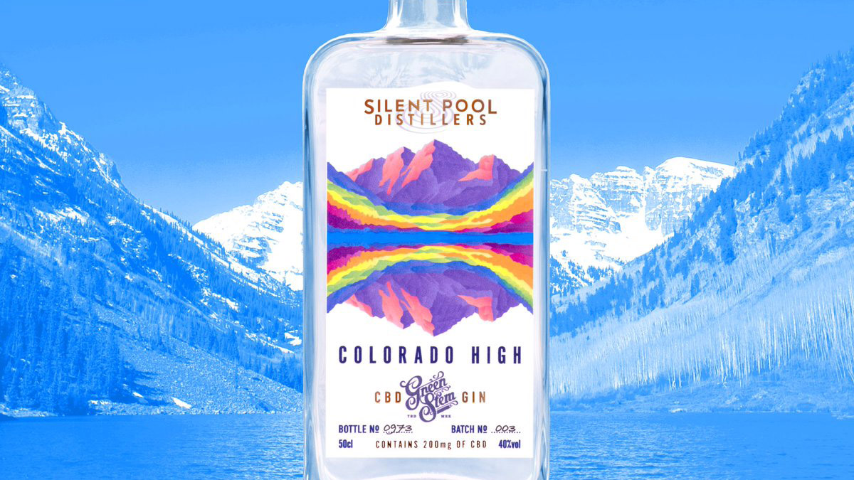 Silent Pool Colorado High CBD Gin Mountain view