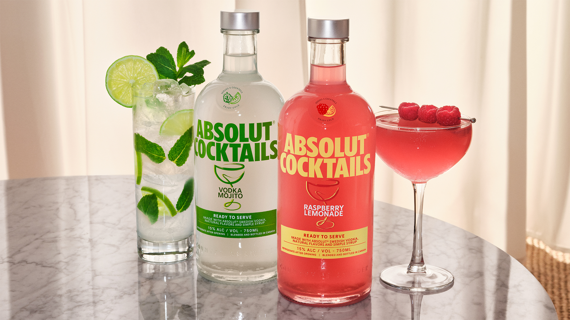 Absolut Launches Pre-Bottled Cocktails: Vodka Mojito And Raspberry Lemonade